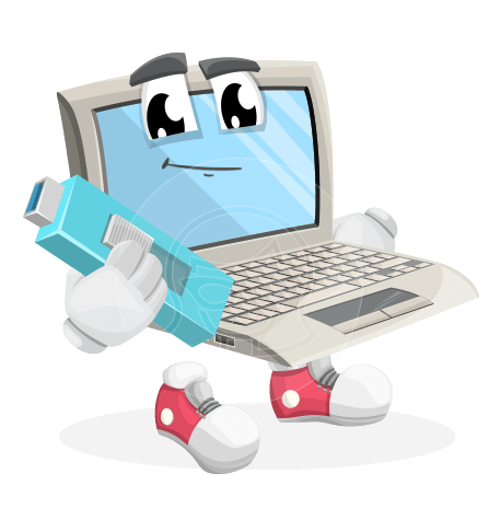 Laptop Cartoon Vector Character AKA E-than Lapton - the Expert Laptop